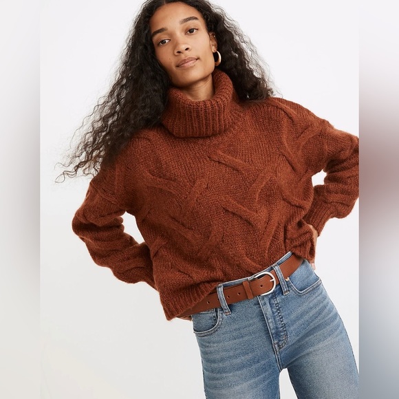 Madewell Sweaters - MADEWELL Somervell Modern Cable Turtleneck Sweater Size XXS